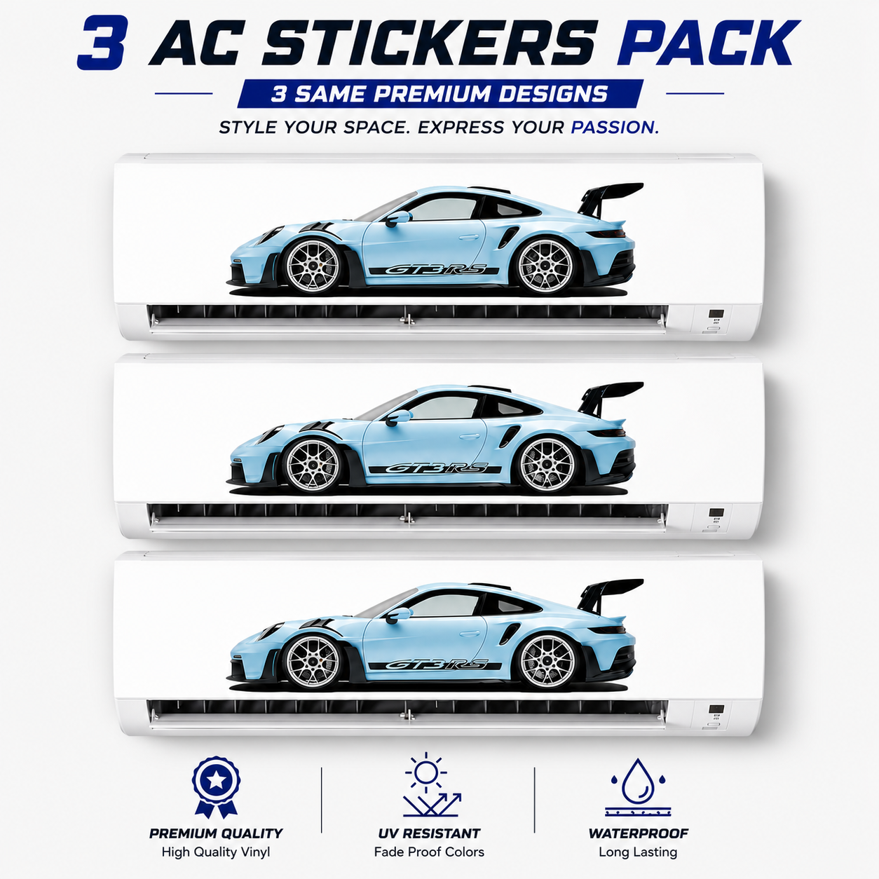 Blue Porsche AC Sticker
