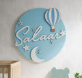 3D Nursery Namezter with Air-Balloon, Moon & Stars